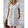 Ekouaer Cotton Nightgowns for Women Short Sleeve Womens Nightgown V Neck Sleep Shirts for Women Soft Sleepwear S-XXXL(Grey Star)