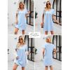 Ekouaer Cotton Nightgowns for Women Short Sleeve Womens Nightgown V Neck Sleep Shirts for Women Soft Sleepwear S-XXXL(Light Blue)