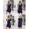 Ekouaer Cotton Nightgowns for Women Short Sleeve Womens Nightgown V Neck Sleep Shirts for Women Soft Sleepwear S-XXXL(Navy Blue)