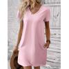Ekouaer Cotton Nightgowns for Women Short Sleeve Womens Nightgown V Neck Sleep Shirts for Women Soft Sleepwear S-XXXL(Pink)
