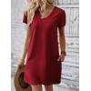 Ekouaer Cotton Nightgowns for Women Short Sleeve Womens Nightgown V Neck Sleep Shirts for Women Soft Sleepwear S-XXXL(Wine Red)