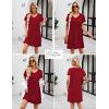 Ekouaer Cotton Nightgowns for Women Short Sleeve Womens Nightgown V Neck Sleep Shirts for Women Soft Sleepwear S-XXXL(Wine Red)