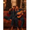 Ekouaer Couple Matching Pajamas 100% Cotton Long Sleeve Sleepwear Button Down Loungewear Pjs Set S-XXL(Black)