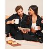 Ekouaer Couple Matching Pajamas 100% Cotton Long Sleeve Sleepwear Button Down Loungewear Pjs Set S-XXL(Black)