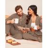 Ekouaer Couple Matching Pajamas 100% Cotton Long Sleeve Sleepwear Button Down Loungewear Pjs Set S-XXL(Brown)