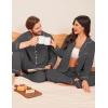 Ekouaer Couple Matching Pajamas 100% Cotton Long Sleeve Sleepwear Button Down Loungewear Pjs Set S-XXL(Dark Grey)