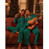 Ekouaer Couple Matching Pajamas 100% Cotton Long Sleeve Sleepwear Button Down Loungewear Pjs Set S-XXL(Green)