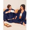 Ekouaer Couple Matching Pajamas 100% Cotton Long Sleeve Sleepwear Button Down Loungewear Pjs Set S-XXL(Navy)