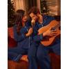 Ekouaer Couple Matching Pajamas 100% Cotton Long Sleeve Sleepwear Button Down Loungewear Pjs Set S-XXL(Navy)