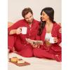 Ekouaer Couple Matching Pajamas 100% Cotton Long Sleeve Sleepwear Button Down Loungewear Pjs Set S-XXL(Red)