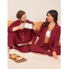 Ekouaer Couple Matching Pajamas 100% Cotton Long Sleeve Sleepwear Button Down Loungewear Pjs Set S-XXL(Wine)