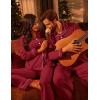 Ekouaer Couple Matching Pajamas 100% Cotton Long Sleeve Sleepwear Button Down Loungewear Pjs Set S-XXL(Wine)