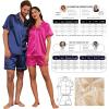Ekouaer Couple Matching Pajamas Sets Silk Short Sleeve Button Down Sleepwear Satin Pjs Shorts Set Soft Lounge Set S-XXL(Rose)