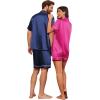 Ekouaer Couple Matching Pajamas Sets Silk Short Sleeve Button Down Sleepwear Satin Pjs Shorts Set Soft Lounge Set S-XXL(Rose)