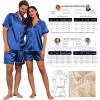 Ekouaer Couple Matching Pajamas Sets Silk Short Sleeve Button Down Sleepwear Satin Pjs Shorts Set Soft Lounge Set S-XXL(Royal Blue)