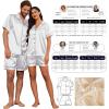 Ekouaer Couple Matching Pajamas Sets Silk Short Sleeve Button Down Sleepwear Satin Pjs Shorts Set Soft Lounge Set S-XXL(White)