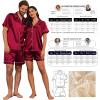 Ekouaer Couple Matching Pajamas Sets Silk Short Sleeve Button Down Sleepwear Satin Pjs Shorts Set Soft Lounge Set S-XXL(Wine)