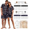 Ekouaer Couple Matching Pajamas Sets Silk Short Sleeve Button Down Sleepwear Satin Pjs Shorts Set Soft Lounge Set S-XXL(Xmas Gingerbread)