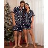 Ekouaer Couple Matching Pajamas Sets Silk Short Sleeve Button Down Sleepwear Satin Pjs Shorts Set Soft Lounge Set S-XXL(Xmas Gingerbread)
