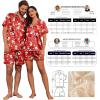 Ekouaer Couple Matching Pajamas Sets Silk Short Sleeve Button Down Sleepwear Satin Pjs Shorts Set Soft Lounge Set S-XXL(Xmas Red)