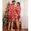 Ekouaer Couple Matching Pajamas Sets Silk Short Sleeve Button Down Sleepwear Satin Pjs Shorts Set Soft Lounge Set S-XXL(Xmas Red)