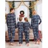 Ekouaer Family Christmas Pajamas Matching Sets Long Sleeve Holiday Pjs Sleepwear 2 Piece Lounge Sets S-XXL(Christmas Santa on Navy)