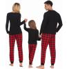 Ekouaer Family Matching Pajamas Christmas Sleepwear Long Sleeve Sleep Shirt with Plaid Pants Soft Loungewear Pjs Set S-XXL