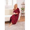 Ekouaer Long Nightgown for Women 3/4 Sleeves Nightshirt Maxi Sleep Dress Plus Size Loungewear Full Length Sleepwear(Red Plaid)