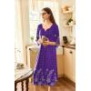 Ekouaer Long Nightgown for Women 3/4 Sleeves Nightshirt Maxi Sleep Dress Plus Size Loungewear Full Length Sleepwear(Violet Floral)