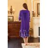 Ekouaer Long Nightgown for Women 3/4 Sleeves Nightshirt Maxi Sleep Dress Plus Size Loungewear Full Length Sleepwear(Violet Floral)