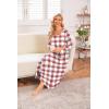 Ekouaer Long Nightgown for Women 3/4 Sleeves Nightshirt Maxi Sleep Dress Plus Size Loungewear Full Length Sleepwear(White Plaid)