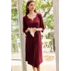 Ekouaer Long Nightgown for Women 3/4 Sleeves Nightshirt Maxi Sleep Dress Plus Size Loungewear Full Length Sleepwear(Wine Red)