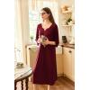 Ekouaer Long Nightgown for Women 3/4 Sleeves Nightshirt Maxi Sleep Dress Plus Size Loungewear Full Length Sleepwear(Wine Red)