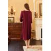 Ekouaer Long Nightgown for Women 3/4 Sleeves Nightshirt Maxi Sleep Dress Plus Size Loungewear Full Length Sleepwear(Wine Red)