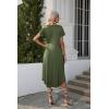 Ekouaer Long Nightgowns for Women with Pockets Short Sleeves Moo Moos for Women Casual Maxi Dress House Dresses S-XXXL(Army Green)
