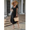 Ekouaer Long Nightgowns for Women with Pockets Short Sleeves Moo Moos for Women Casual Maxi Dress House Dresses S-XXXL(Black)