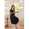 Ekouaer Long Nightgowns for Women with Pockets Short Sleeves Moo Moos for Women Casual Maxi Dress House Dresses S-XXXL(Black)