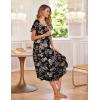 Ekouaer Long Nightgowns for Women with Pockets Short Sleeves Moo Moos for Women Casual Maxi Dress House Dresses S-XXXL(Black Blue Flowers)
