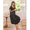 Ekouaer Long Nightgowns for Women with Pockets Short Sleeves Moo Moos for Women Casual Maxi Dress House Dresses S-XXXL(Black Butterfly Flower)