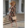 Ekouaer Long Nightgowns for Women with Pockets Short Sleeves Moo Moos for Women Casual Maxi Dress House Dresses S-XXXL(Black Flower)