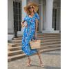 Ekouaer Long Nightgowns for Women with Pockets Short Sleeves Moo Moos for Women Casual Maxi Dress House Dresses S-XXXL(Blue Flowers)