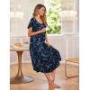 Ekouaer Long Nightgowns for Women with Pockets Short Sleeves Moo Moos for Women Casual Maxi Dress House Dresses S-XXXL(Blue White Flower)