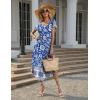 Ekouaer Long Nightgowns for Women with Pockets Short Sleeves Moo Moos for Women Casual Maxi Dress House Dresses S-XXXL(Bohemian Blue)
