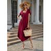 Ekouaer Long Nightgowns for Women with Pockets Short Sleeves Moo Moos for Women Casual Maxi Dress House Dresses S-XXXL(Cherry Red)