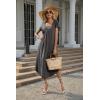 Ekouaer Long Nightgowns for Women with Pockets Short Sleeves Moo Moos for Women Casual Maxi Dress House Dresses S-XXXL(Drak Grey)