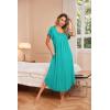 Ekouaer Long Nightgowns for Women with Pockets Short Sleeves Moo Moos for Women Casual Maxi Dress House Dresses S-XXXL(Green)