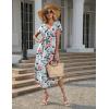 Ekouaer Long Nightgowns for Women with Pockets Short Sleeves Moo Moos for Women Casual Maxi Dress House Dresses S-XXXL(Green Flower)