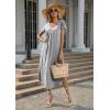 Ekouaer Long Nightgowns for Women with Pockets Short Sleeves Moo Moos for Women Casual Maxi Dress House Dresses S-XXXL(Light Grey)