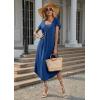Ekouaer Long Nightgowns for Women with Pockets Short Sleeves Moo Moos for Women Casual Maxi Dress House Dresses S-XXXL(Navy)