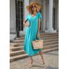 Ekouaer Long Nightgowns for Women with Pockets Short Sleeves Moo Moos for Women Casual Maxi Dress House Dresses S-XXXL(Peacock Blue)